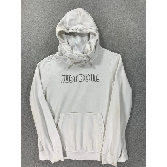Nike Tops - Nike‎ Just Do It Blue Label Cowl Neck Hoodie Sweatshirt (Women's Large) White